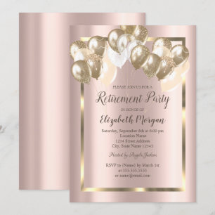 Chic Balloons, Rahmen, Rose Gold, Ruhestand Einladung