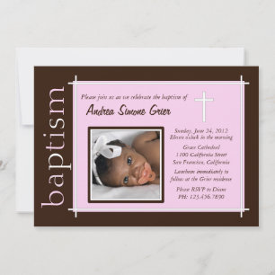 Chic Baptism Foto Einladung [pink]