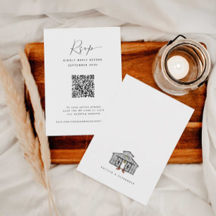 Chic Barn   Carte RSVP de mariage minimaliste QR C