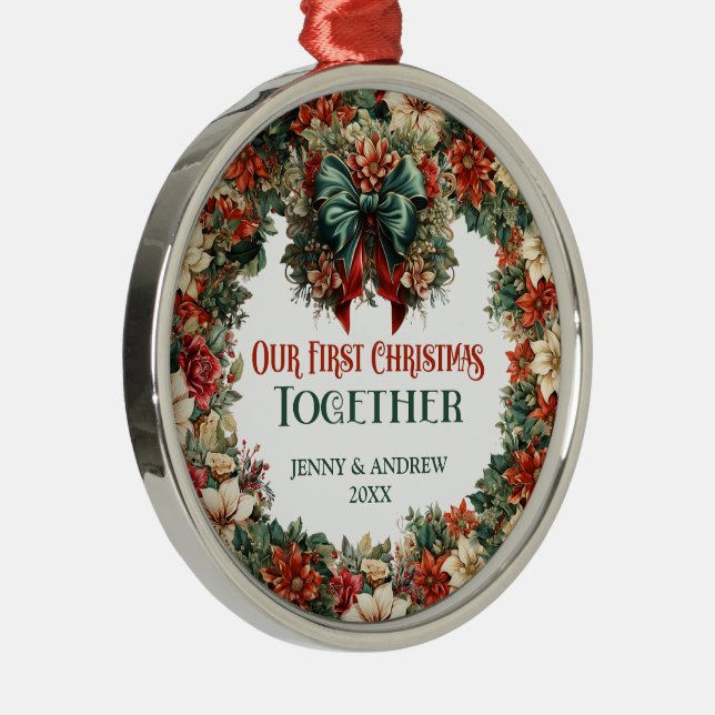 Chic Barock grün und rot Kranz festlich Ornament Aus Metall (Rechts)
