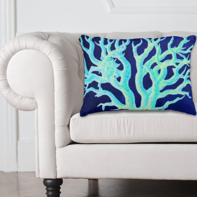 Chic Beach Marine Coral Reef Zierkissen (Nautical coastal chic beachy navy Coral Reef Decorative Pillow)