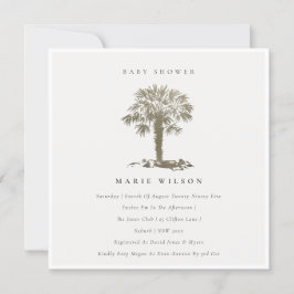 Chic Beach Palm Tree Dark Gold Baby Dusche laden e Dankeskarte