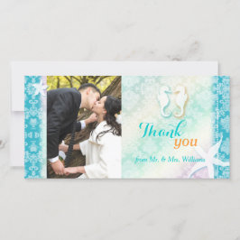 Chic Beach Seepferd Hochzeit Foto Danke Karte