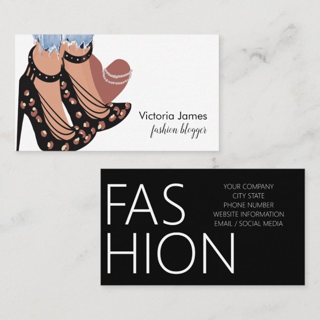 Chic Beauty Fashionista Blogger Planner Visitenkarte (Vorne/Hinten)