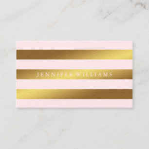 Chic bedruckte Streifen aus Gold und Rosa Visitenkarte
