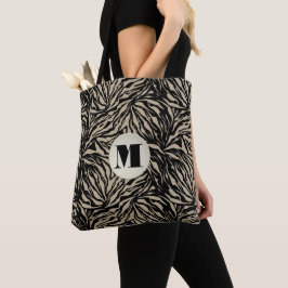 Chic Beige Animal Print Monogram Tasche