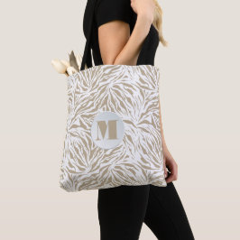 Chic Beige Animal Print Monogram Tasche