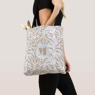 Chic Beige Animal Print Monogram Tasche
