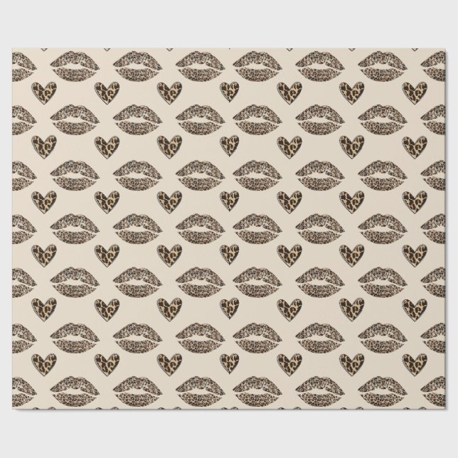 Chic Beige & Black Cheetah Print Geschenkpapier (Saum)
