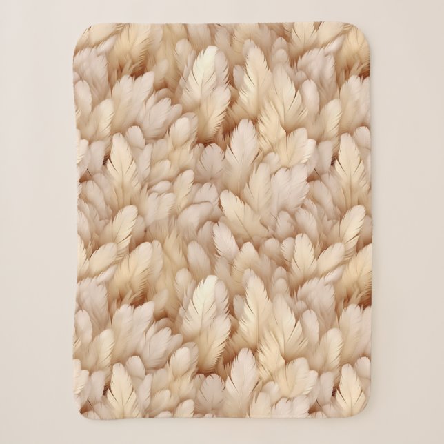 Chic beige Feathpattern Sherpadecke (Vorderseite)