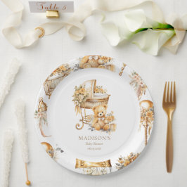 Chic Beige & Gold Bassinet Custom Pappteller