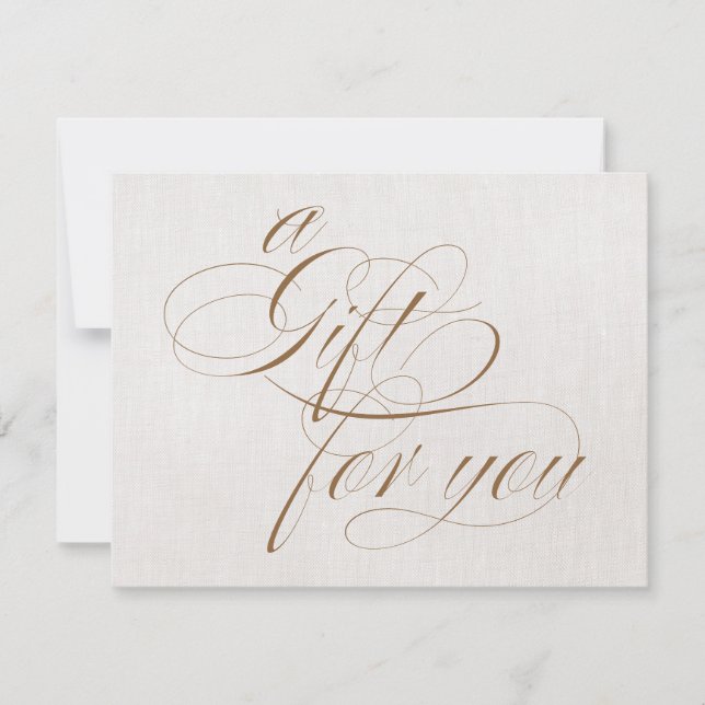 Chic Beige Linen Calligrafy Gift (Vorderseite)