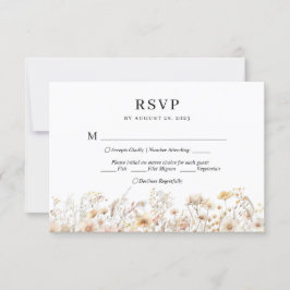 Chic Beige Meadow Wildblume Menü Wahl Hochzeit RSVP Karte