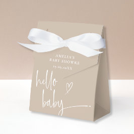 Chic Beige Minimalistisch Hello Baby Dusche Geschenkschachtel