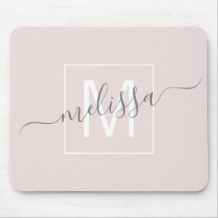 Chic-Beige-Skriptmonogrammname Mousepad