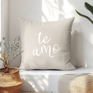 Chic Beige & White Te Amo Spanische Liebe  Kissen