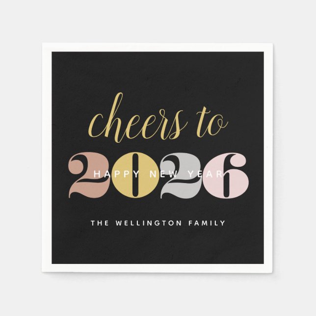 Chic Bejubelung für das Schwarzgoldene Neujahrspap Serviette (Vorderseite)