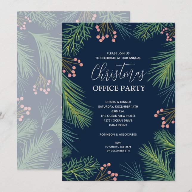 Chic Berries and Pines Weihnachtsfeiern Party Einl (Vorne/Hinten)