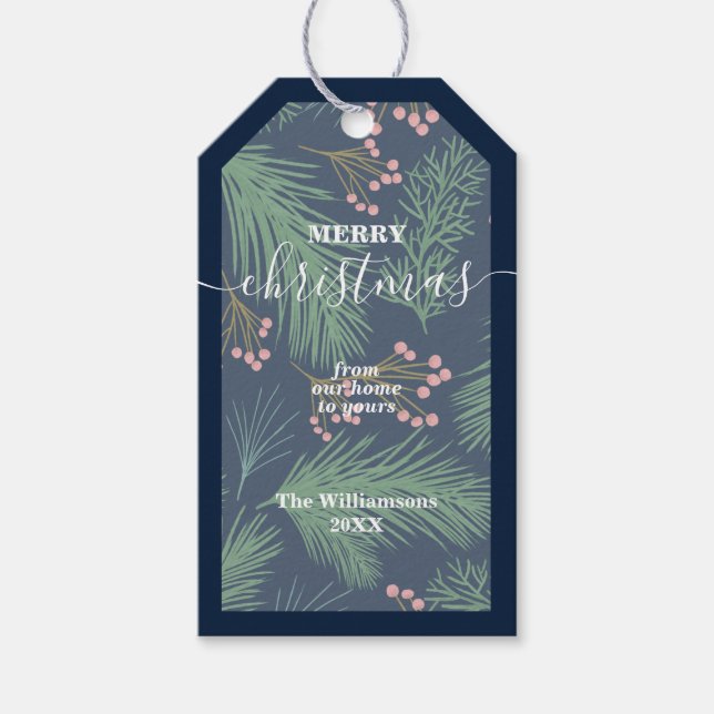 Chic Berries und Branches Weihnachten Geschenkanhänger (Vorderseite)