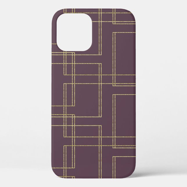 Chic Berry Mauve & Gold Geometric Glam Case-Mate iPhone Hülle (Rückseite)