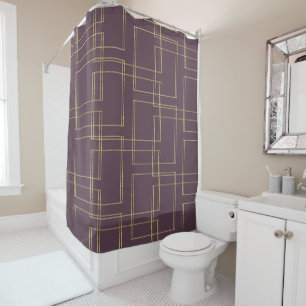 Chic Berry Mauve & Gold Geometrischer Glamour Duschvorhang