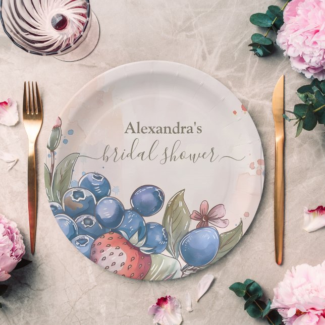 Chic Berry Sweet Strawberry Brautparty Pappteller (Von Creator hochgeladen)