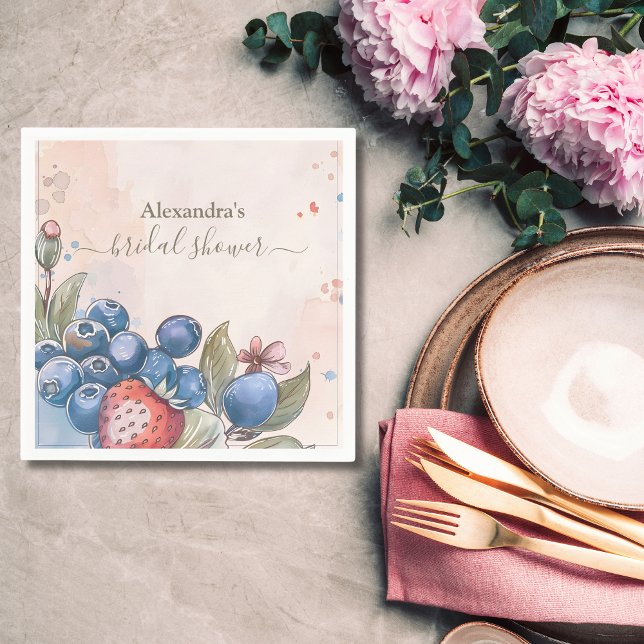 Chic Berry Sweet Strawberry Brautparty Serviette (Von Creator hochgeladen)