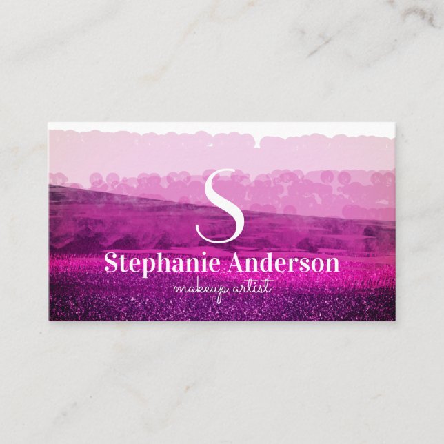 Chic Beruflich Burgund und Pink Mit Monogramm Visitenkarte (Vorderseite)