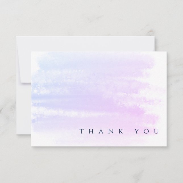 Chic Beruflich Ombre Pink Blue Watercolor Dankeskarte (Vorderseite)