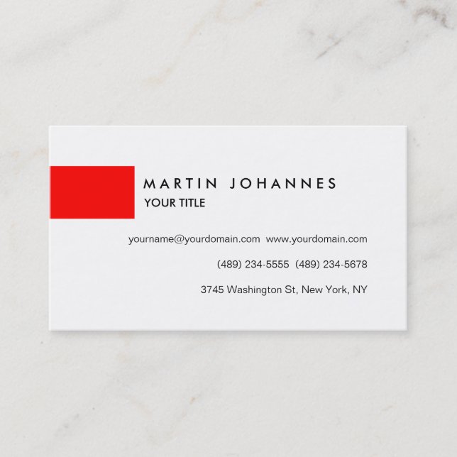Chic Beruflich Red White Profile Business Card Visitenkarte (Vorderseite)