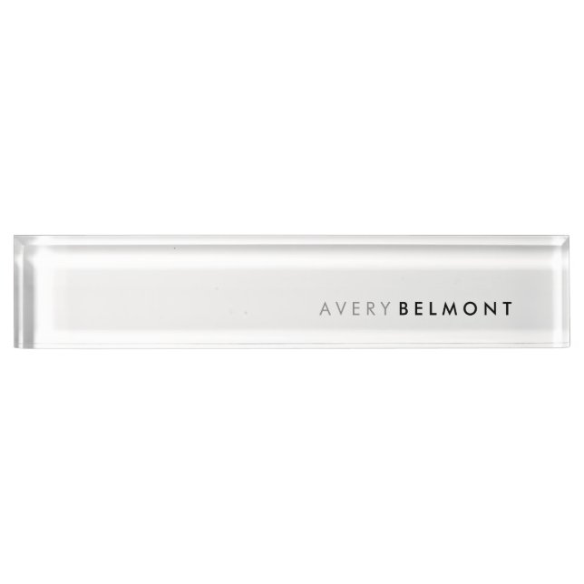 Chic Beruflich White Modern Einfach Minimalistisch Namensplakette (Vorderseite)
