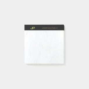 Chic-beruflicher Monogramm-Schwarz-Goldmarmor Post-it Klebezettel