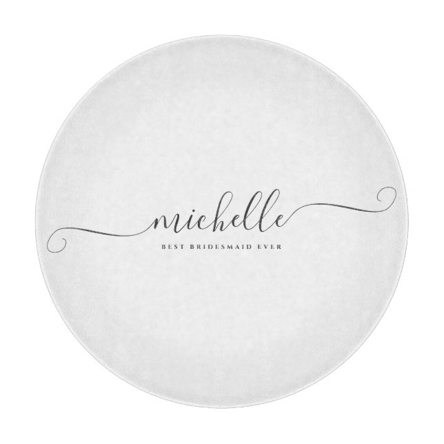 Chic Best Bridesmaid Ever Individuelle Name Script Schneidebrett (Vorderseite)