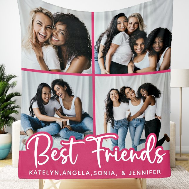 Chic Best Friends Personalisiert 4 FotoCollage Fleecedecke (Von Creator hochgeladen)