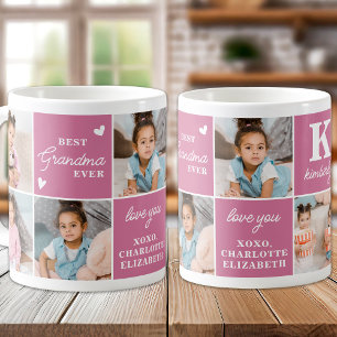 Chic Best GRANDMA je Custom 7 Pink Foto Collage Kaffeetasse