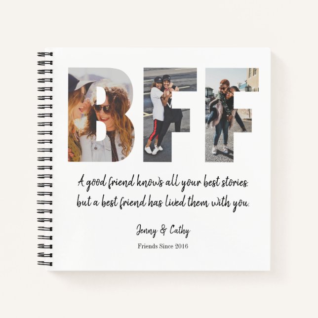 Chic BESTE FREUNDIN Best Friend Foto Collage Forev Notizbuch (Vorderseite)