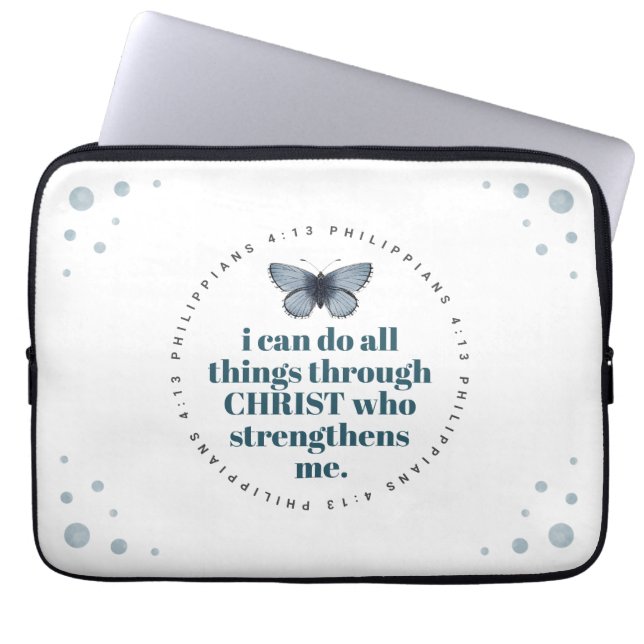 Chic Bible Verse Philippians Blue Butterfly Laptop Laptopschutzhülle (Vorderseite)