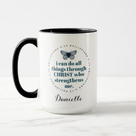 Chic Bible Verse Philippians Blue Butterfly Name Tasse