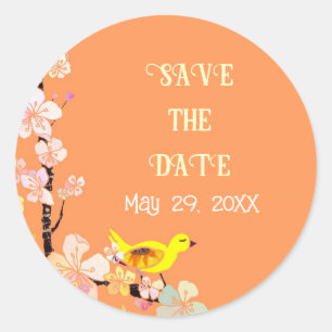 Chic Bird Wedding Save the Date Runder Aufkleber