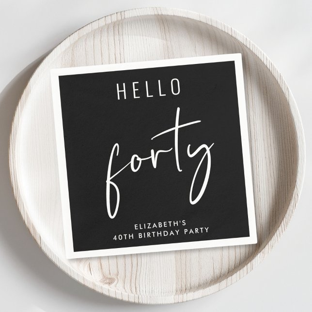Chic Black 40. Geburtstag Party Serviette (Von Creator hochgeladen)