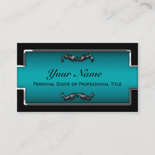 Chic Black and Aquamarin Metallic Business Cards Visitenkarte