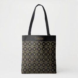 Chic Black and Gold Muster Personalisiert Tasche