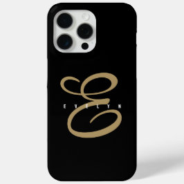 Chic Black and Gold Script Monogram Case-Mate iPhone Hülle