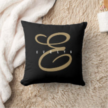 Chic Black and Gold Script Monogram