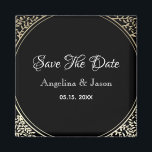 Chic Black and Gold Wedding Save the Date Magnet<br><div class="desc">Schwarze und goldene Blütenhochzeit retten den Datums-Magneten . Luxus,  elegant,  einfach. Alle grafischen Elemente sind frei für Veränderung,  Bewegung oder sogar Entfernen - machen Sie Ihre beste Kombination!</div>