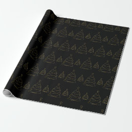 Chic Black and Gold Weihnachtsbaum Geschenkpapier