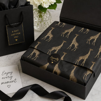 Chic Black and Golden Giraffe Print Seidenpapier