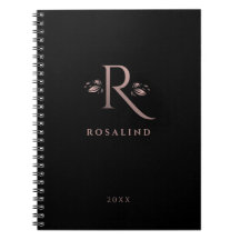Chic Black and Imitats Rose Gold R Letter Monogram