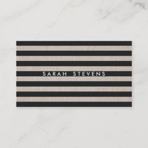 Chic Black and Linen Striping Moderner Salon & Wel Visitenkarte