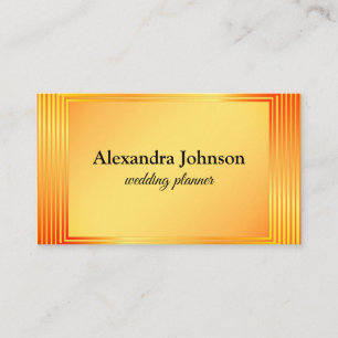 Chic Black and Orange Foil Luxury Hochzeitsplaner Visitenkarte